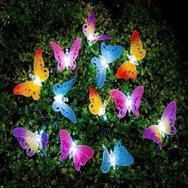 Sirag decorativ cu fluturi luminescenti pentru gradina incarcare cu lumina solara  Aexya Multicolor