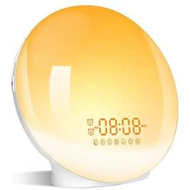 Ceas digital cu LED cu simulare a rasaritului cu radio FM si lumina reglabila pentru dormitor copii si adulti Aexya portocaliu