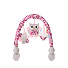 Arc cu jucarii pentru patut si carucior 4baby plush arch bufnite roz