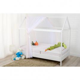 Babyneeds - patut din lemn casuta 160x80 cm, alb