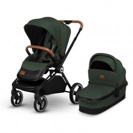 Lionelo - carucior compact mika, 2 in 1, cadru din aluminiu, cu landou intarit si salteluta moale, reversibil, maner ajustabil, huse pentru picioare, plasa de tantari, husa de ploaie, pana la 22 kg, verde