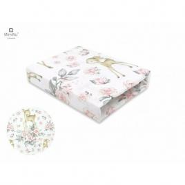 Miminu - cearceaf cu elastic pentru patut co-sleeper, luna, dimensiune 84.5 x 50.5 cm, din bumbac certificat oeko tex standard 100, sweet deer pink