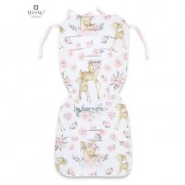 Miminu - salteluta pentru carucior, reversibila, cu doua fete, din catifea matlasata si bumbac, materiale certificate oeko tex standard 100, dimensiune 78 x 34 cm, sweet deer pink/pink