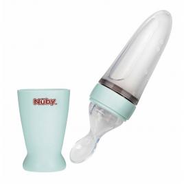 Nuby - lingurita cu rezervor, din silicon, 90 ml, 3 luni+, verde