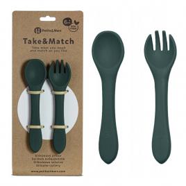 Petite&mars - set tacamuri din silicon fara bpa, take&match, 6 luni+, verde inchis