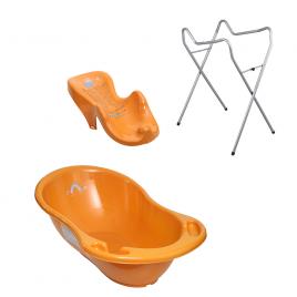 Set cadita baie meteo portocaliu 86 cm + suport universal + suport anatomic cadita copii, bebelusi