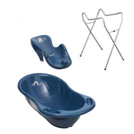 Set pachet cadita baie meteo albastru 102 cm + suport anatomic si suport universal copii, bebelusi