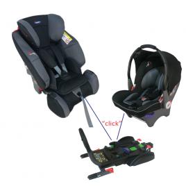 Sistem modular klippan triofix maxi 9-36 kg rear-facing sport + dinofix 0-13 kg black/grey + baza isofix