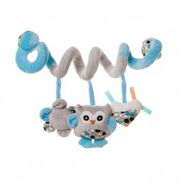 Spirala cu jucarii pentru carucior sau patut 4baby spiral toy bufnite albastre