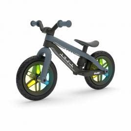 Bicicleta de echilibru bmxie glow, cu spite luminoase, cu sa reglabila, greutatate 3.8 kg, 12 inch, pentru 2 - 5 ani, chillafish, anthracite