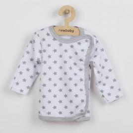 Bluza cu maneca lunga, cu capse, marime 56, din bumbac 100%, new baby, classic ii grey with stars