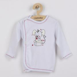 Bluza cu maneca lunga, cu capse, marime 62, din bumbac 100%, new baby, mouse baby nightgown white