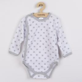 Body cu maneca lunga, marime 56, din bumbac 100%, new baby, classic ii grey with stars