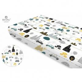 Miminu - cearceaf cu elastic, din bumbac certificat oeko tex standard 100, pentru pat 160x80 cm, childrens journey grey