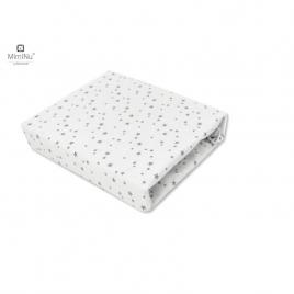 Miminu - cearceaf cu elastic pentru patut leagan sau patut co-sleeper, dimensiune 90x40 cm, din bumbac certificat oeko tex standard 100, mini gray stars