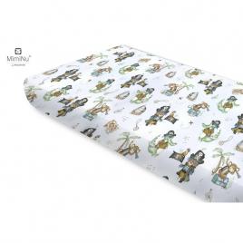 Miminu - cearceaf cu elastic, din bumbac certificat oeko tex standard 100, pentru pat 160x80 cm, design, pirates blue