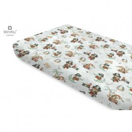 Miminu - cearceaf cu elastic, din bumbac certificat oeko tex standard 100, pentru pat 160x80 cm, design, pirates natural