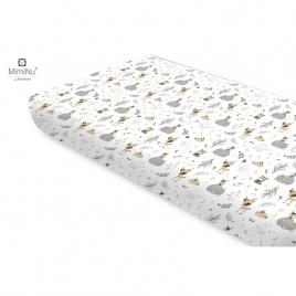 Miminu - cearceaf cu elastic, din bumbac certificat oeko tex standard 100, pentru pat 160x80 cm, forest friends beige