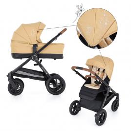 Petite&mars - carucior 2 in 1 trails heritage bee, editie limitata, cu protectie de picioare si salteluta suplimentara, de la nastere, sustine pana la 22 kg, roti mari cu suspensie, galben