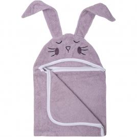 Prosop mare de baie cu urechi bunny, bubaba, 6 - 36 luni, dimensiune mare 110 x 75 cm, lilac