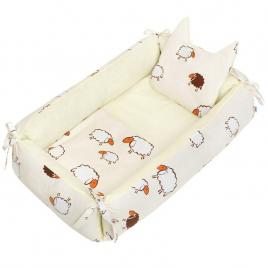 Set 3 piese, baby nest multifunctional, cu paturica si pernuta cu urechi, new baby, sheep beige
