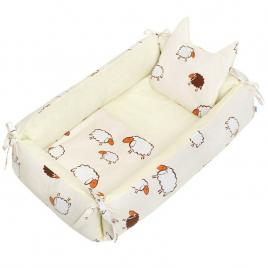 Set 3 piese, baby nest multifunctional, cu paturica si pernuta cu urechi, new baby, sheep beige