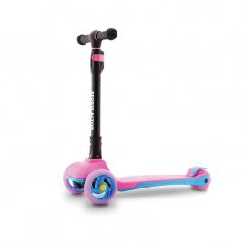 Sports active - trotineta max cu rotile frontale cu lumini, inaltime ajustabila, pliabila, frana rezistenta, 3 roti, pana la 50 kg, roz