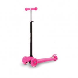 Sports active - trotineta cu rotile frontale cu lumini, inaltime ajustabila. frana rezistenta, 3 roti, pana la 50 kg, roz