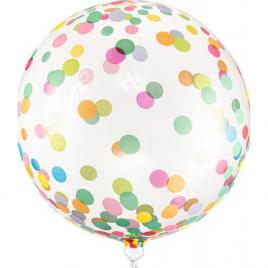 Balon transparent bobo cu confetti multicolor 40cm