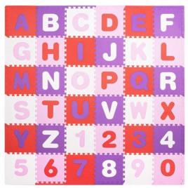 Covor spuma ptr copii, eva roz cu mov, model alfabet si numere, 172x172x1cm, springos
