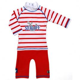 Costum de baie sealife red marime 98-104 protectie uv swimpy