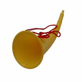 Goarna curbata, vuvuzela, tip corn, pentru petreceri, evenimmente, galben, varf galben, 27 cm