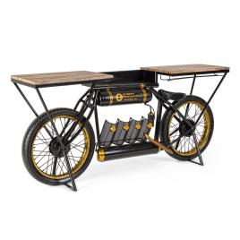 Consola tip bar model bicicleta din fier si lemn epic 183 cm x 41 cm x 86 h