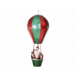 Decoratiune suspendabila balon zburator cu mos craciun verde rosu Ø 64x150 cm