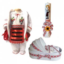 Set costum popular rochita traditionala, trusou si lumanare personalizata,