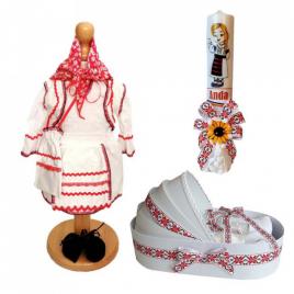 Set costum rochita traditionala, trusou si lumanare personalizata, decor