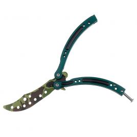 Briceag fluture de antrenament ideallstore®, military chief, otel inoxidabil, 24 cm, verde, husa inclusa