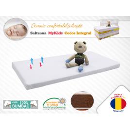 Saltea mykids fibra de cocos integral 120x60x6 husa bumbac nematlasat