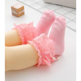 Sosetele roz cu perlute pentru fetite (marime disponibila: 6-9 luni (marimea 19