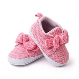 Pantofiori roz in degrade cu fundita (marime disponibila: 3-6 luni (marimea 18