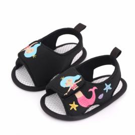 Sandalute negre pentru fetite - sirena (marime disponibila: 3-6 luni (marimea