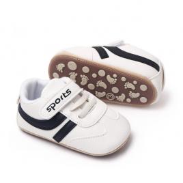 Adidasi albi cu dungi negre - sports (marime disponibila: 3-6 luni (marimea 18
