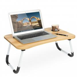 Masa pentru laptop plianta din mdf, dimensiune 60 x 39,5 cm, cu suport pahar si