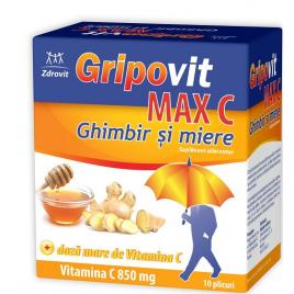 Gripovit max c vitamina c 850mg ghimbir&miere 10dz