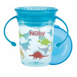 Nuby - cana cu manere, 360°, din materialul ecologic tritan, rezistenta, 240 ml, 6 luni+, albastru