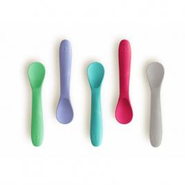 Set 5 lingurite, spoon, silicon, textura moale, anti-bacteriene si non-alergice, fara bpa, bbluv, pink
