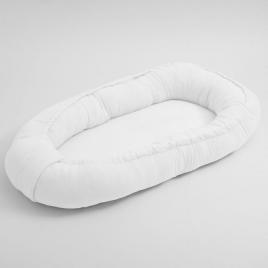 Cosulet bebelus pentru dormit, baby nest 80 x 50 cm, din muselina, din materiale certificate oeko tex standard 100, new baby, white