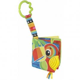 Jucarie de dentitie, carticica care se poate atasa la landou, scaun auto sau carucior, jazzy jungle teether book, playgro