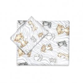 Miminu - set pentru carucior cu pernuta si paturica, cu huse detasabile si lavabile, din bumbac certificat oeko tex standard 100, safari natural