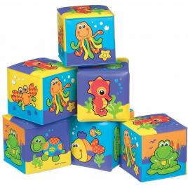 Set 6 cuburi noi pentru baie, cu animalute marine, dimesiune 7.5 cm fiecare cub, soft blockes for bath, playgro